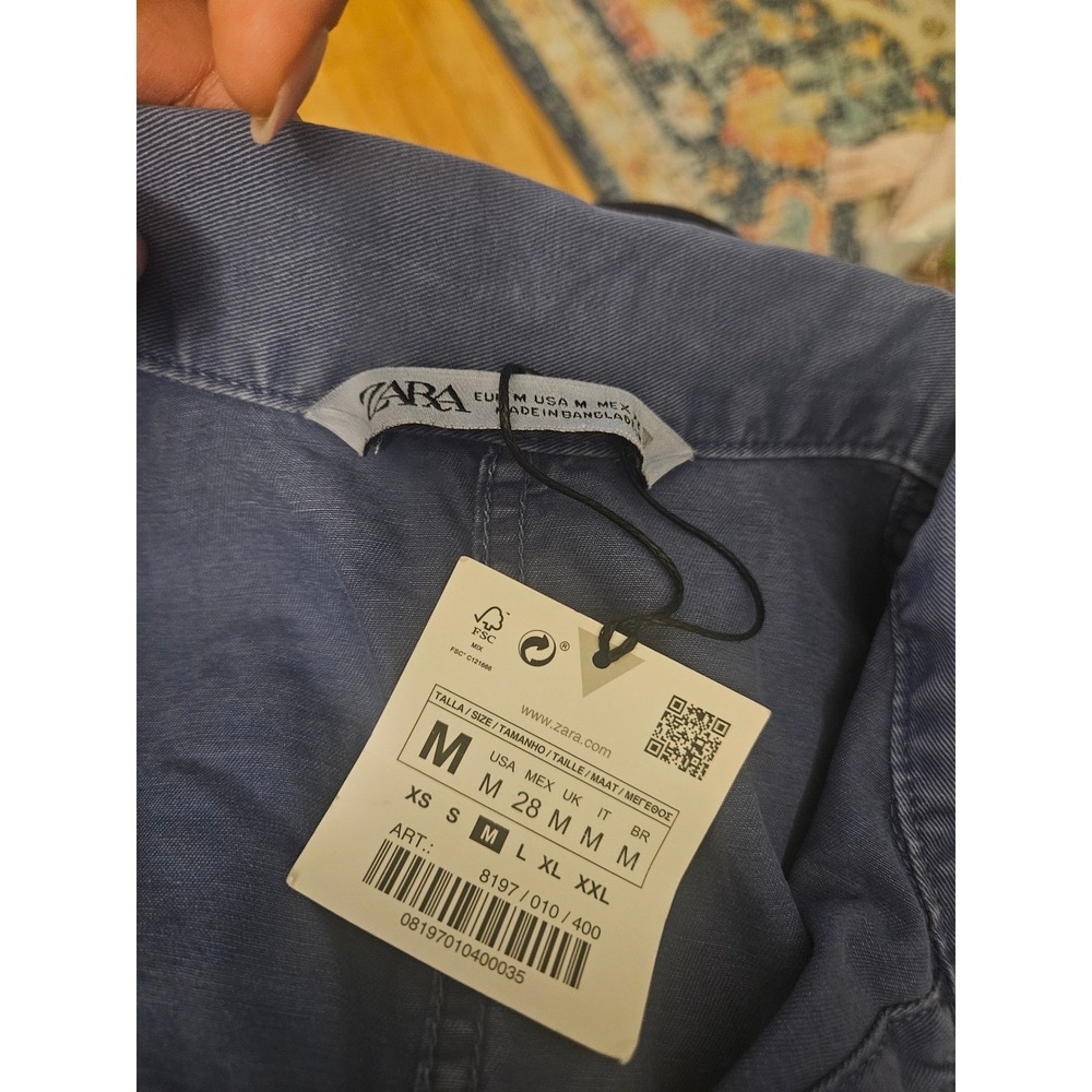 Zara Blue Short Sleeve Utility Jumpsuit Wide Leg Boiler Suit 8197/010/400 Mens M - Picture 4 of 4